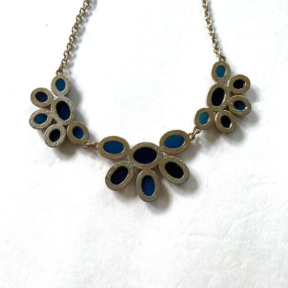 Blue Statement 20" Adjustable Necklace With Gold Tone Chain - Picture 4 of 4